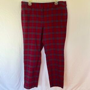 Lane Bryant Red Tartan Plaid Pants with Elastic Waistband Size 18